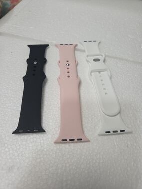 Silicone Replacement Watch Band - Black / Pink / White 42mm 3pcs